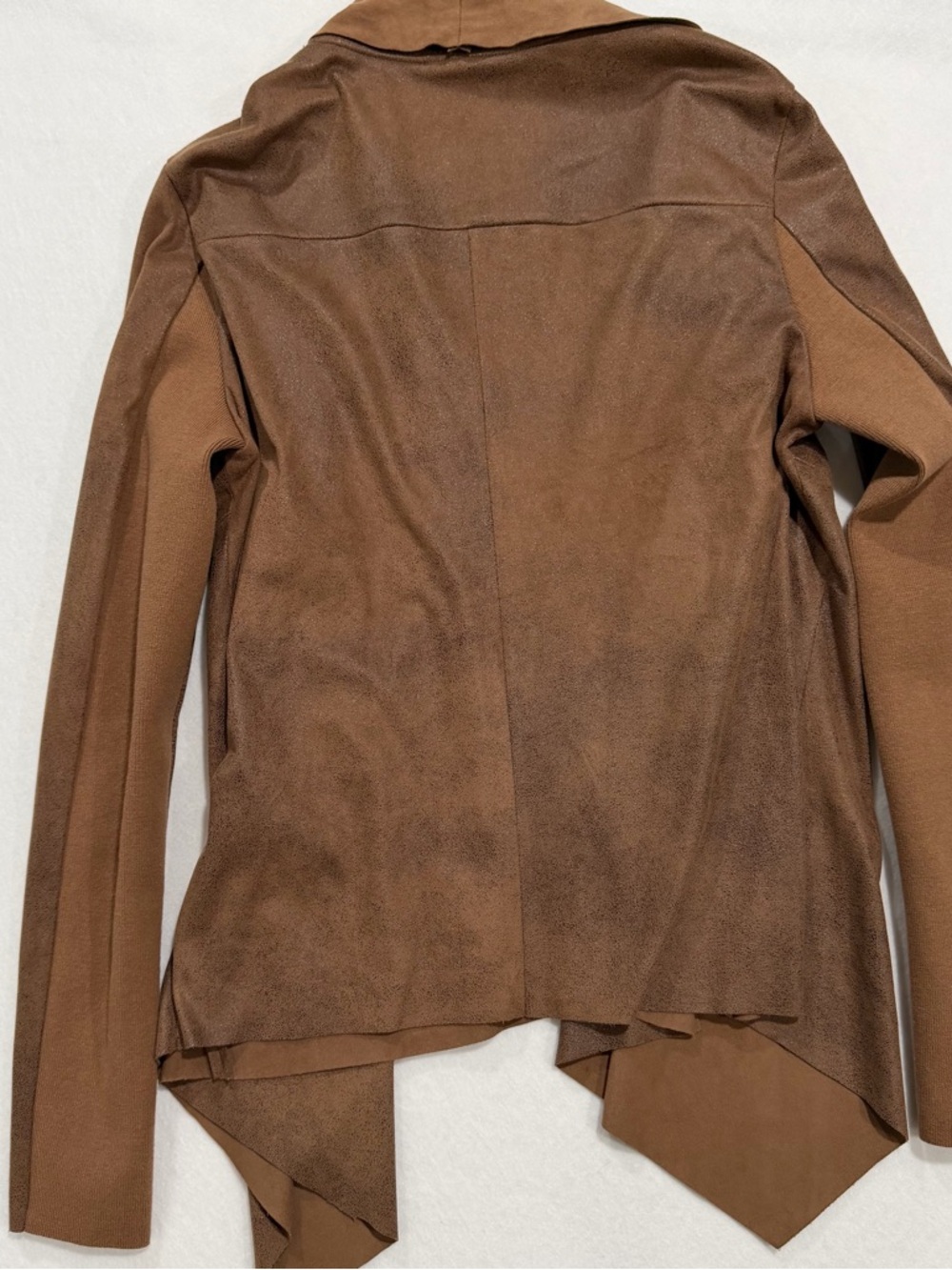 C. Luce Brown Faux Suede Open Front Jacket Size S - Picture 7 of 10